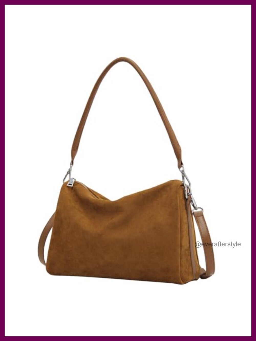Faux Suede Hobo Bag for Women Slouchy Shoulder Crossbody Purse Tote Handbag